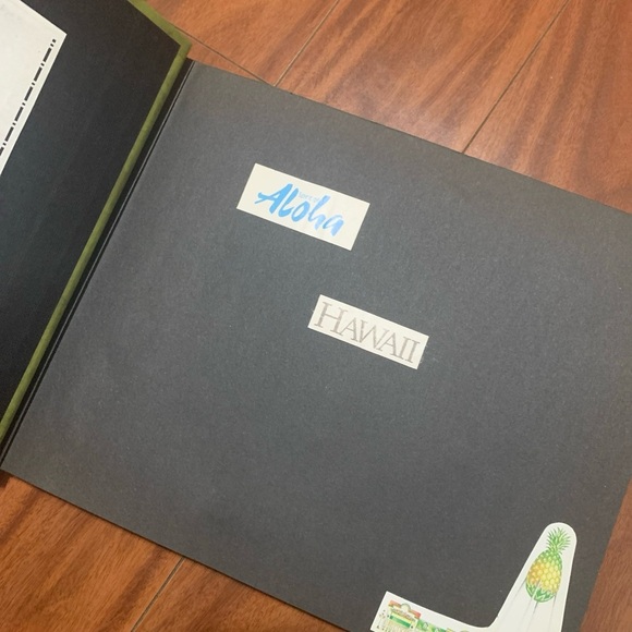 Vintage 1960 Herald Green Photo Album Scrapbook 12.5x 8.75  Hawaii Filled - Picture 2 of 5